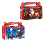 Коробка для конфет Новогодняя Сундучок " Миленд " Дед Мороз везет подарки, 500г, 17,5*6,7*15,5см