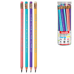 Карандаш ч/гр " deVente " Triolino HB с ластиком, трёхгранный, пластиковый, цвет корпуса - пастель, заточенные, пластиковая туба