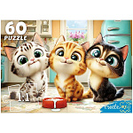 Пазлы " Рыжий кот "  60элементов Котята на кухне 33*24см, картонная упаковка 18*12,8*3,7см