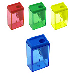 Точилка " KWELT " 2,5*4*1,5см пластиковая 1 отверстие, с контейнером, цвет ассорти (4 цвета), пластиковая упаковка