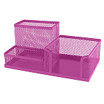 Подставка " KWELT " 3 отделения, 20*10*9,5см, металлическая, сетчатая, темно-розовая