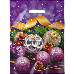 Пакет Новогодний ПЭ " Интерпак " с вырубной ручкой ПВД, 30*40см 30мкм Блеск