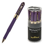 Ручка шариковая " Bruno Visconti " Monaco синяя 0,5мм, толщина письма 0,4мм, корпус пластик, металл, покрытие soft touch, цвет корпуса виноградный, металлический наконечник, колпачок с металлическим клипом, пластиковый бокс
