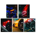 Тетрадь А5 48л клетка " ПЗБМ " Драйв, офсет, на скобе, обложка - мелованный картон, фольга, выборочный УФ-лак, 5 дизайнов в спайке