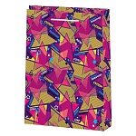 Пакет бумажный " Мир открыток " 26*32,7*13,5см Красные и желтые звезды. Жги! Супер!, ламинированный