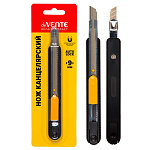 Нож канцелярский " deVente " Repair&Craft 9мм, 14,7см, пластиковый корпус, черный/желтый, автоматическая блокировка лезвия, магнит, блистер, европодвес