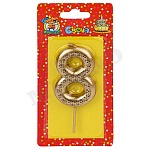 Свеча для торта цифра " Миленд " Звездочки 8, золотая, 14*6,5*1см, картонный блистер, европодвес