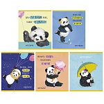 Тетрадь А5 48л клетка " ПЗБМ " Панда Мия, офсет, на скобе, обложка - мелованный картон, УФ-лак, конгрев, 5 дизайнов в спайке