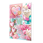 Открытка " Мир открыток " 2-46 С нежными чувствами, Нежные сердца, 251*194мм, рельеф, блестки, текст