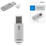 Флеш-диск " SmartBuy " 4GB V-Cut серебро USB 2.0