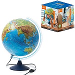 Глобус физико-политический интерактивный рельефный с подсветкой от сети 320мм " Globen " в комплекте: очки виртуальной реальности (VR), картонная коробка