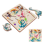 Пазлы-вкладыши деревянные " Задира " 7 элементов Динозавры-2, цветные, деревянная рамка 25*25*0,5см, термоусадочная пленка