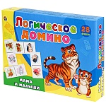 Игра настольная 3+ " Рыжий кот " Домино логическое Мама и малыши, состав: 28 фишек с картинками 3,5*7см, картонная упаковка 19,1*4,1*3,2см