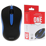 Мышь " SmartBuy " 329 One проводная оптическая, 3 кнопки, черная с синей вставкой, 1200 DPI, кабель USB