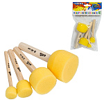 Набор кистей-спонжей " deVente " Cosmo 4шт, поролон, диаметр: 15мм, 20мм, 30мм, 40мм, ручка деревянная, пакет, европодвес