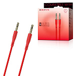 Кабель Aux Jack 3,5mm - Jack 3,5mm " Borofone " BL1, красный, круглый, 1м, силикон