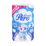 Бумага туалетная 2-слойная " GrandPero " 2 рулона со втулкой, 54м, белая, 100% целлюлоза, 125*95мм, h=95мм, d=125мм