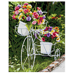 Картина алмазная " Lori " 40*50см Велосипед с цветами, полное заполнение, основа с цветной схемой, комплект квадратных страз, стилус, лоток для страз, сухой клей