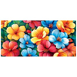 Конверт для денег " Мир открыток " 2-16 Без названия- Яркие цветы, 168*83мм, блестки, рельеф