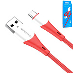 Кабель сетевой USB - micro USB " Borofone " BX60 Superior красный, круглый, 1м, 2,4А, нейлон