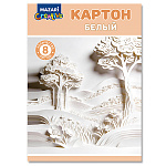 Картон белый А4 немелованный 8л " Mazari ", 200г/м2, в папке