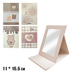 Зеркало " KWELT " 11*15,5см Bear ассорти, 4 дизайна ( без возможности выбора дизайна и цвета), картонная рамка, пакет, европодвес