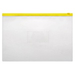 Папка на молнии " KWELT " А4 Zip Желтая, пластиковая 0,15мм, карман для визитки, однотонная