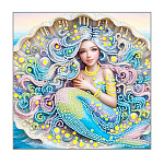 Картина алмазная " Mazari " 30*30см Русалка, состав набора: холст на подрамнике, стразы, стилус, желеобразный клей, лоток, частичная выкладка, в термоусадочной пленке