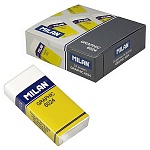 Ластик " Milan " пластиковый, белый, повышенной мягкости, 50*23*9мм, картонный держатель