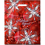 Пакет Новогодний ПЭ " Интерпак " с вырубной ручкой ПВД, 38*47см 60мкм Ажур