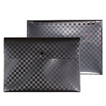 Папка на кнопке " deVente " А4 Total black, пластик 0,4мм, фактура шахматная доска, внешний карман сзади, индивидуальная упаковка