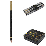 Набор карандашей ч/гр " Bruno Visconti " Carrara. Black HB 2шт, трехгранные, деревянные, заточенные, картонный футляр c пластиковым сливом