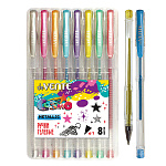 Набор гелевых ручек " deVente " Cosmo Metallic 8цв, 0,1мм, металлик, прозрачный корпус, сменный стержень, ПВХ, европодвес