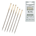 Иглы для шитья ручные " Blitz " 6шт, никелированные, блистер, европодвес