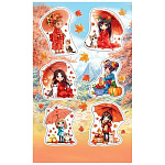 Наклейка " Мир открыток " 0-11 А6 Девочки и котики, 98*159мм