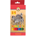 Карандаши цветные деревянные Животные 12цв " Koh-i-Noor " шестигранные, картонная упаковка, европодвес