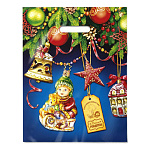 Пакет Новогодний ПЭ " Интерпак " с вырубной ручкой ПВД, 31*40см 60мкм В гостях у елочки