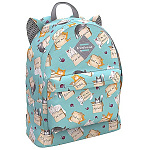 Рюкзак " Erich Krause " 29*39*13см EasyLine Animals 17L Cat&Box голубой, 1 отделение, карман на молнии, регулируемые лямки, декоративные ушки, полиэстер