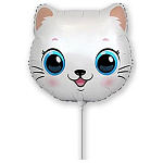 Шар фольгированный фигурный " Браво " 9"/23см Кошечка голова, мини