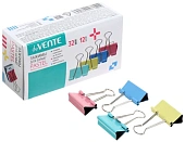 Зажимы " deVente " Pastel цветные 32мм 12шт, картонная коробка