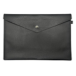 Папка кожзам " KWELT " А4+ (33*23*0,3см) Фактурная кожа, черная, на кнопке, прошивка по периметру