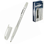 Ручка гелевая " Pensan " Neon Gel белая 1,0мм, толщина письма 0,5мм, игольчатый пишущий узел, прозрачный корпус, резиновый держатель, картонная упаковка