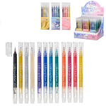 Набор гелевых ручек " Basir " 4цв 1,0мм, прозрачный пластиковый корпус, прозрачный колпачок, с блестками, пластиковая упаковка