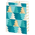 Пакет бумажный " Мир открыток " 13,7*11*6см Новогодний- Елочки, ламинированный