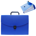 Портфель " KWELT " А4 6 отделений, синий, на замке, пластик