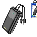 Аккумулятор внешний " Hoco " Q25 Graceful, 10000mAh, Tupe-C (in), 2 встроенных кабеля (Tupe-C, Lightning (out)), 2А, QC3,0, PD20W, LED индикатор, черный, пластик