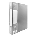 Папка 2 кольца " KWELT " А4 40мм Standart серая, пластик 0,7мм, бумажная вставка во внешний кармашек, внутренний карман, индивидуальный штрихкод