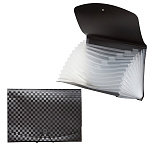 Папка на резинке " deVente " А4 13 отделений Total Black Черная, пластик 0,7мм, внутренние карманы 0,17мм, фактура "шахматная доска", бумажные цветные индексы