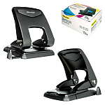 Дырокол на 55л " Silwerhof " Vis металлический, встроенная линейка, черный