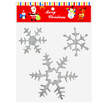 Набор наклеек " KWELT " Новогодний- Снежинки, 3шт (7,5см, 7,5см, 12,5см) блестки, двусторонние, многоразовые, пакет, европодвес